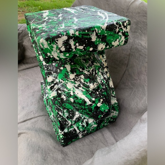 Abstract Original “Z” Face Print Mask Paper Mache 14x10x8 Mixed Media Sculpture - Picture 3 of 11